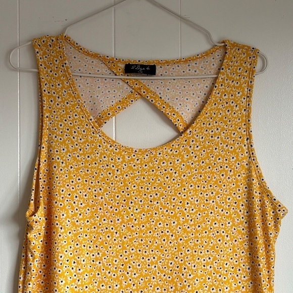 2 Dye 4 Yellow floral print summer dress with keyhole cut out back size L - Picture 7 of 14